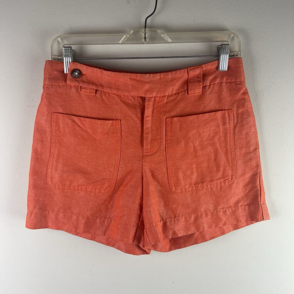 Daughters  Of The Liberation Shorts Anthropologie Linen Blend Orange Preppy 2